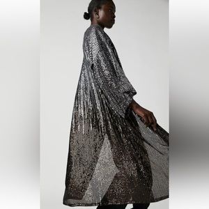Free People Party On Kimono Silver + Bronze Metallic Sequins  Open OS NWOT $168